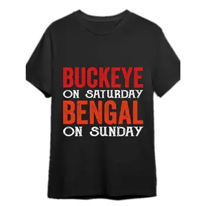 Summer T Shirts Ohio State On Saturday, Bengals On Sunday - Ohio State On Saturday, Bengals On Sunday - T-Shirt Fun Men'S Short Sleeve Graphic T-Shirt