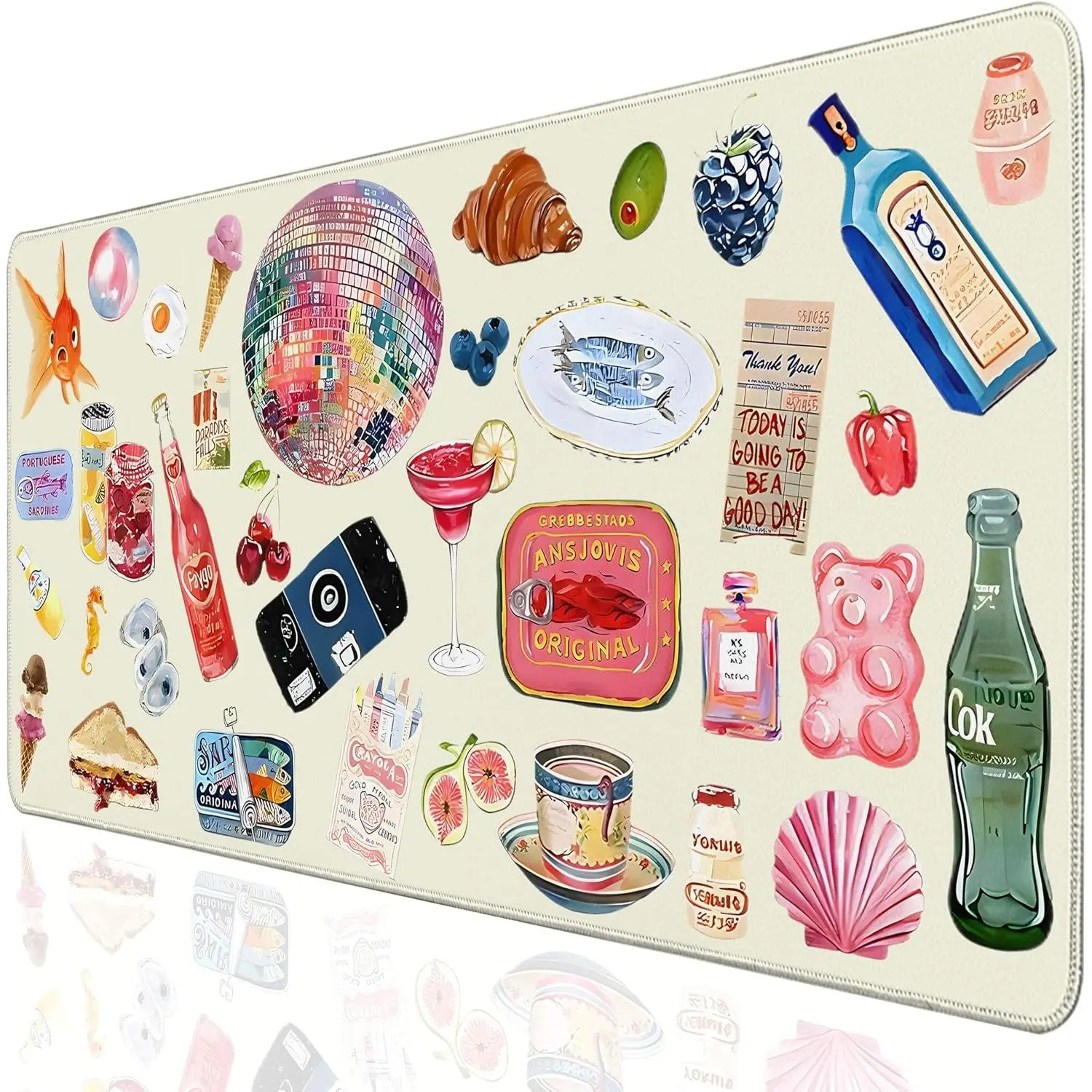 Desk Cover Mat, Large Cute  Pad, Desk Pad Mat Decor for Office   31.5 X 15.7 Inch (Watercolor Stickers)