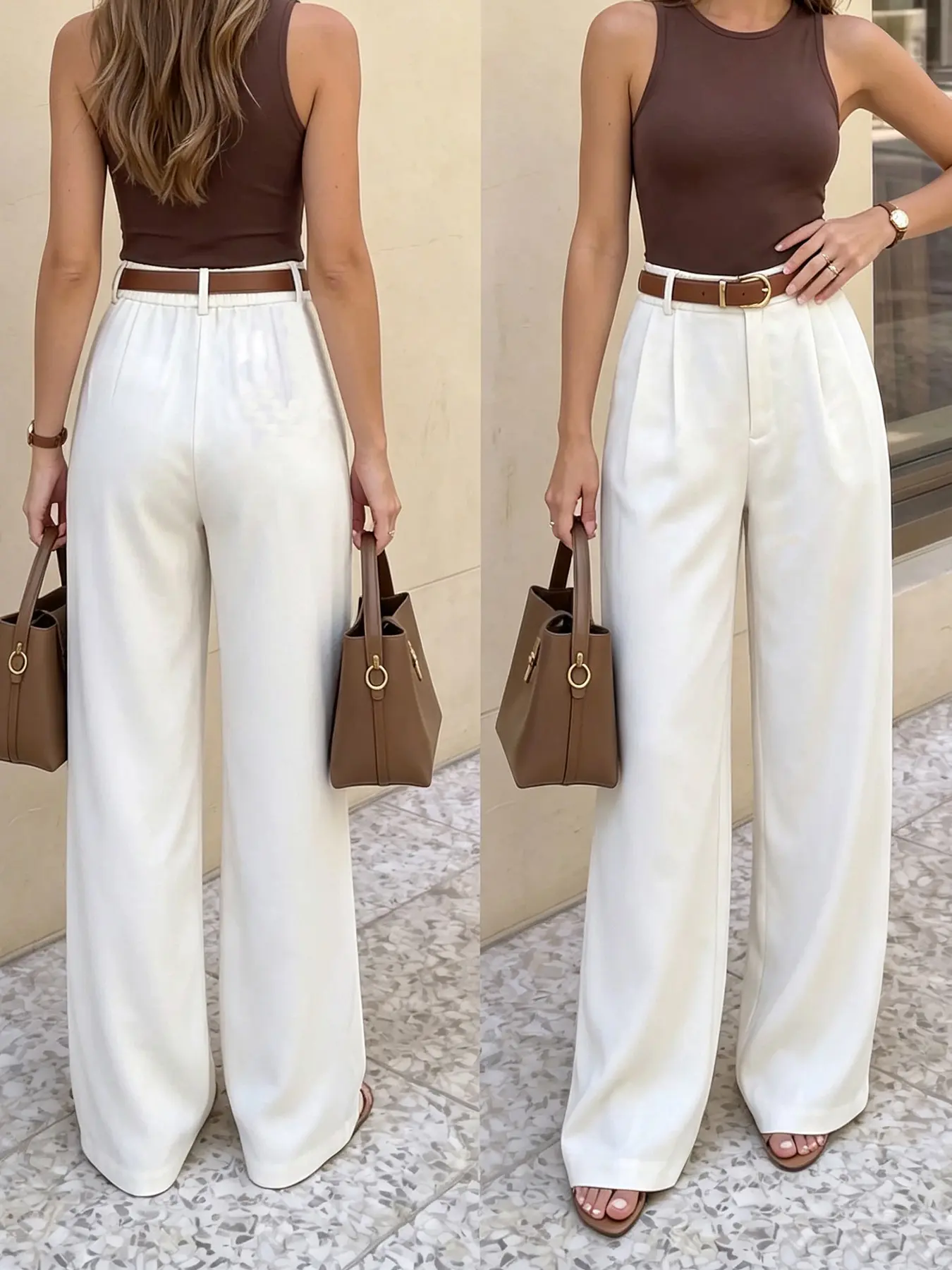 Women's High-Waisted Wide-Leg Long Pants, Comfortable & Stylish, Perfect for Casual Wear, Trendy Fashion Bottoms