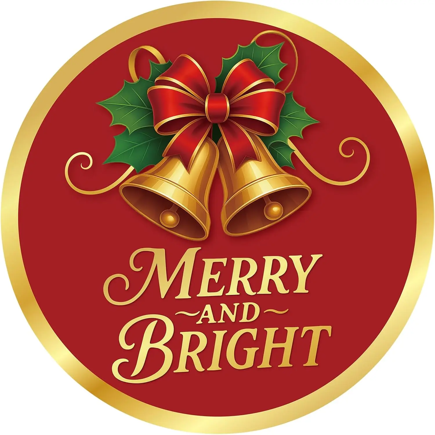 Merry and Bright Stickers 2 Inch 120 count Holiday Stickers  Foil | Christmas Sticker Round Large Xmas  Sticker Labels for Envelope Seals Ornaments Presents