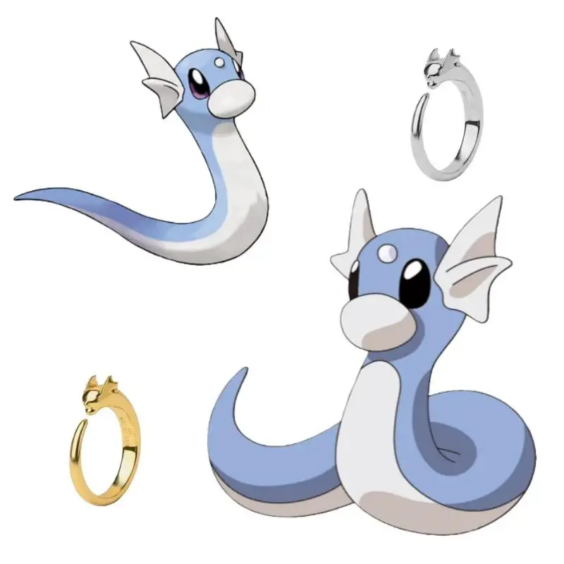 New Pokemon Dragonair Dratini Metagross Litwick Chien-Pao Shaymin Gengar 925Rings Anime Couple Cartoon Accessories Birthday Gift