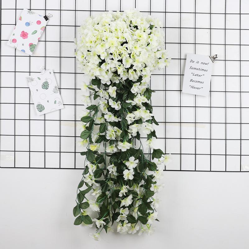 Faux Big Hydrangea Violet Hanging Vines, Durable Plastic Silk Flower Garlands, Balcony Railing Wedding Decor, Home Indoor Outdoor Wall Hangings, Plastic Faux Flowers