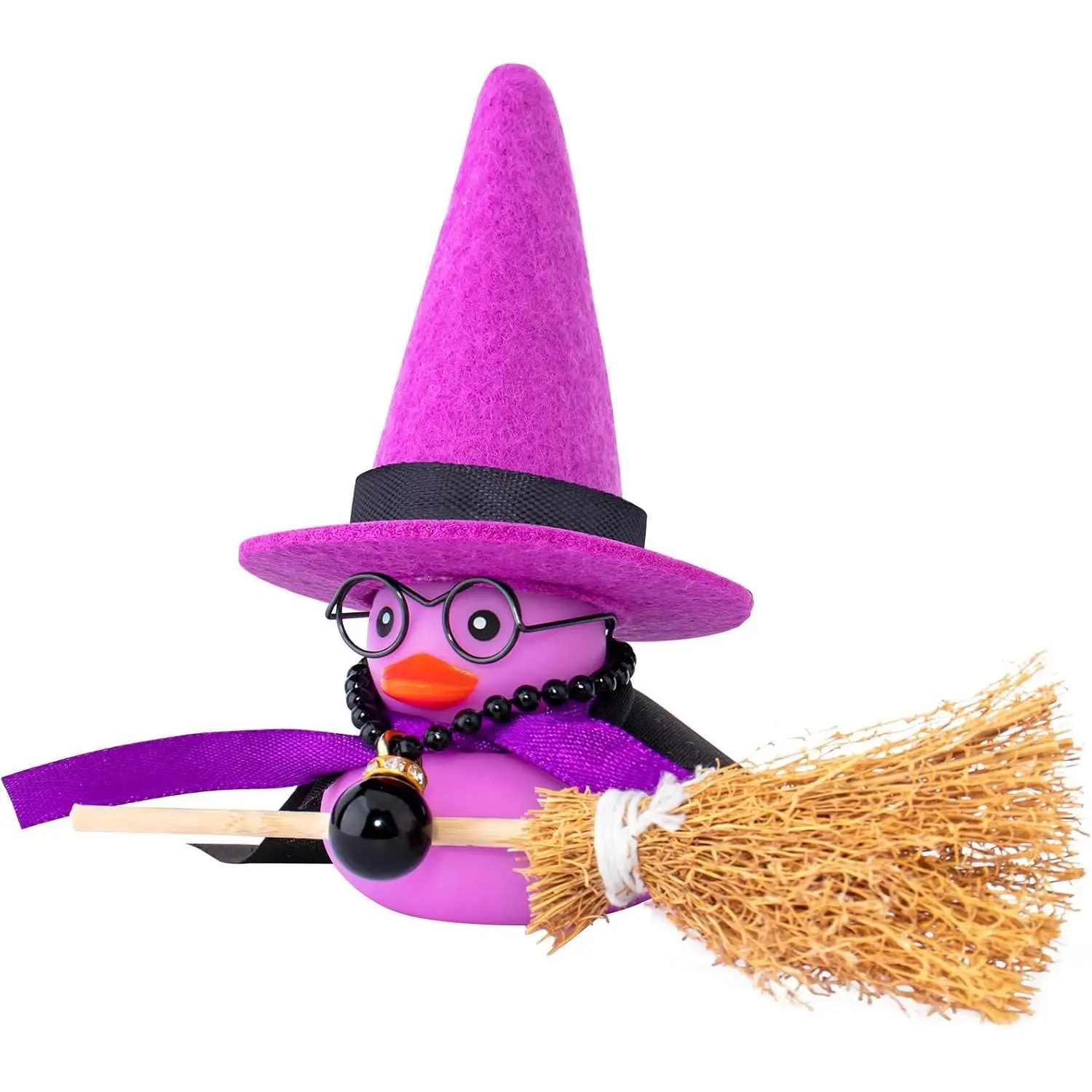 Rubber Duck Decoration, Ornaments Duck  Dashboard Decorations Accessories with Magic Hat Broom Necklace and Sunglasses,