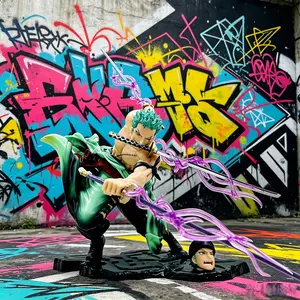 One Piece Roronoa Zoro Figure, Three Thousand Worlds Battle Version ，Roronoa Zoro Anime Figure, 3 Swords Style with Purple Aura Effect，Zoro Three Thousand Worlds Collectible Figure, Anime Peripheral for Display
