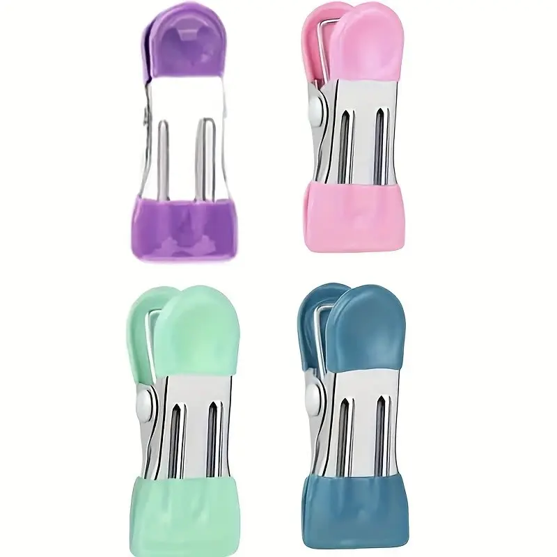4pcs/8pcs Chip Clips, Bag Clips, Food Clips with Scratch-Resistant Vinyl Coated Ends, Metal Kitchen Clips, Photo File Clips, Versatile