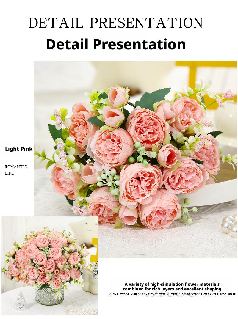 Elegant and noble artificial peony flowers for weddings, home decoration, and photography at weddings, holidays, parties, and events.Artificial flowers.Artisan-Crafted Real-Touch Silk Peony Table Centerpiece Bouquet - ~12" x 9"