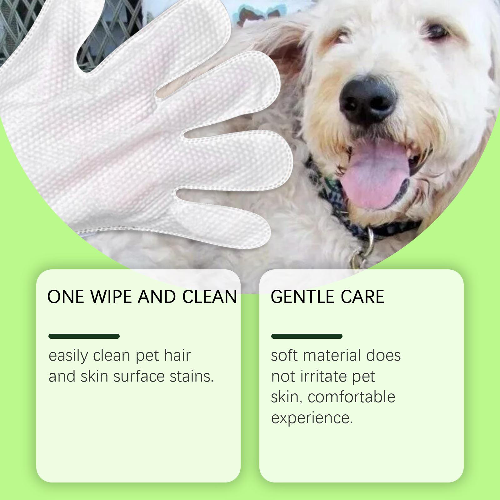 Pet Cleaning Gloves, 5 Pairs Pet Cleaning Wipes, Pet Grooming Wipes, Dog & Cat Grooming Supplies, Dog & Cat Accessories