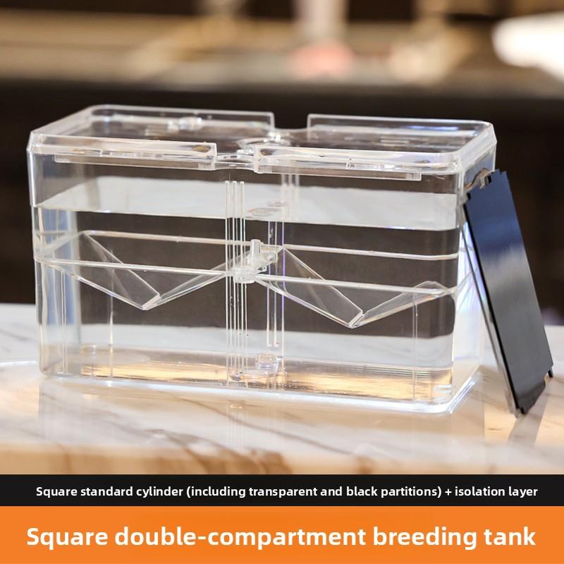Acrylic Multi Compartment Double Tank Breeding Separation Fish Tank with Dividers Aquarium Table Style Small Fish Tank