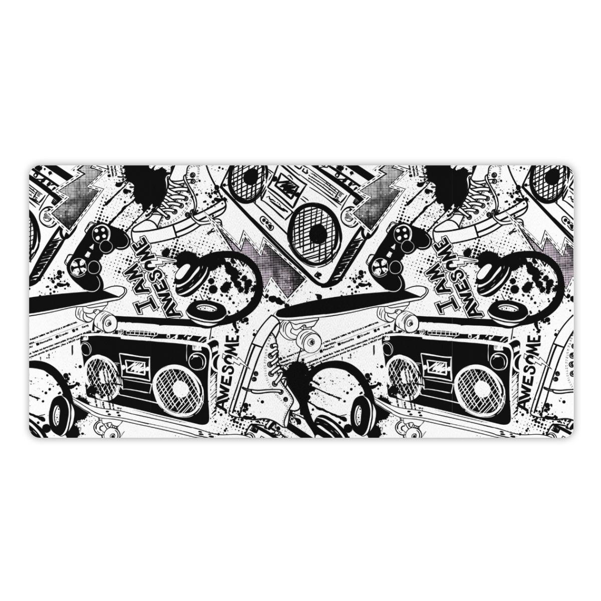 Doodle Music Pattern Mouse Pad, 1 Count Rectangle Gaming Mouse Pad, Anti-slip Rubber Base Mouse Mat for Work, Gaming, Office Desk Mat