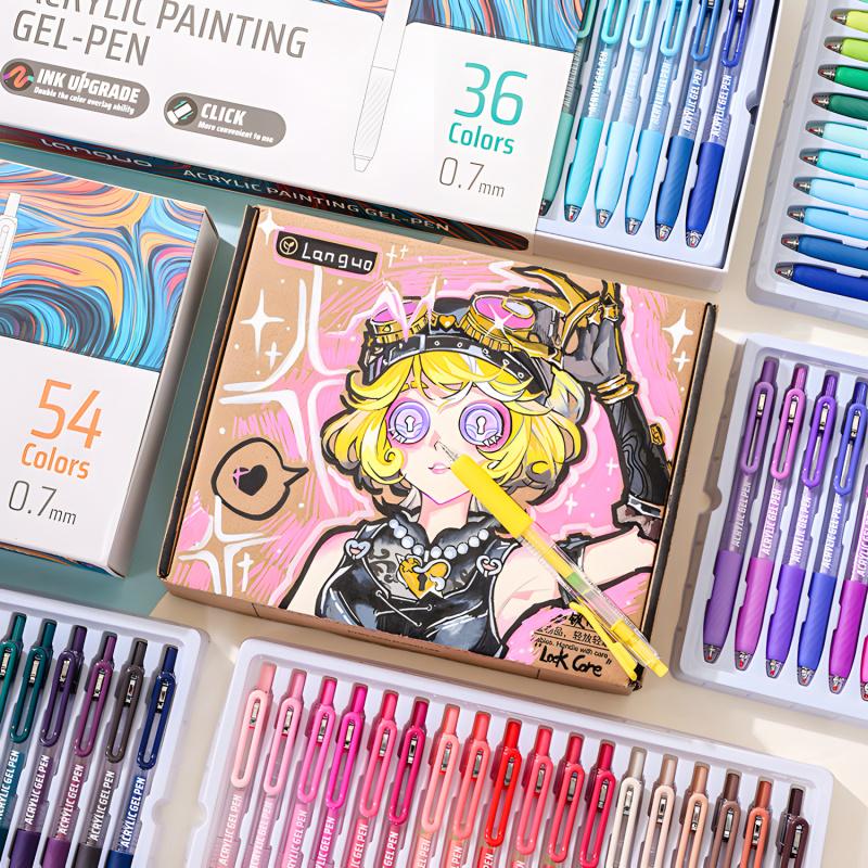 36/54/72/90 Colors Acrylic Painting Gel Pen,Retractable 0.7mm Tip,Rich Color Large Capacity Ink Pens,Art Supplie,For Diary,Card,DIY,Coloring, Doodling, Stackable colors, Clip Acrylic Gel Pen, Crafts Art Supplies, Acrylic Markers