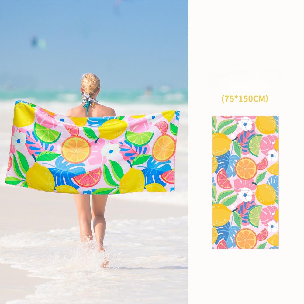 Beach towel Double-sided velvet absorbent swimming microfiber beach towel Printed quick-drying sports towel Universal golf