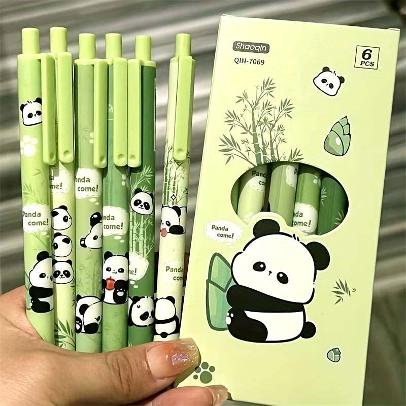 Cute Panda Pattern  Pen, 6 Counts Durable Lovely Smooth  Pen with Clip, Writing Pens, Office Stationery & Supplies for Home School Dormitory
