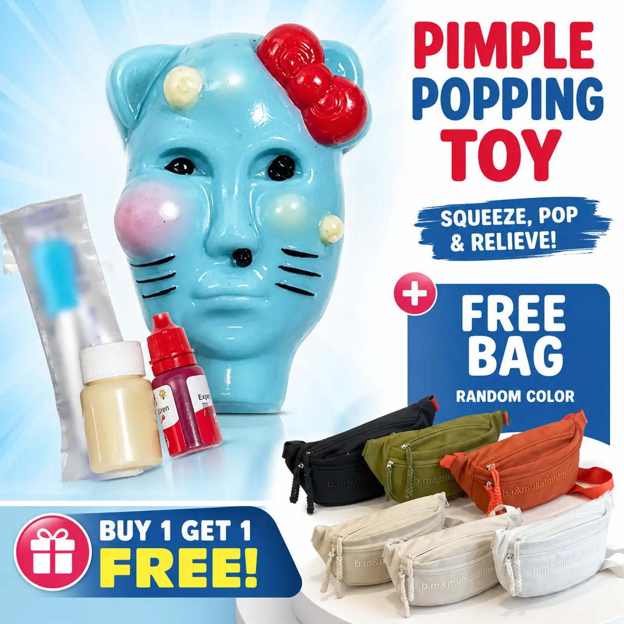 Hilarious Pimple Pop Spray Kitty – Fun Family Party Game with Surprise Water Spray, Funny Gift for Christmas & Halloween