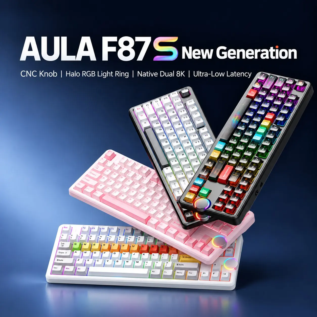 Aula F87s Customizable Wireless Mechanical Keyboard, Wired Bluetooth-compatible 2.4g Triple Mode, Full Key Hotswap Gasket Structure, Gaming Office Use