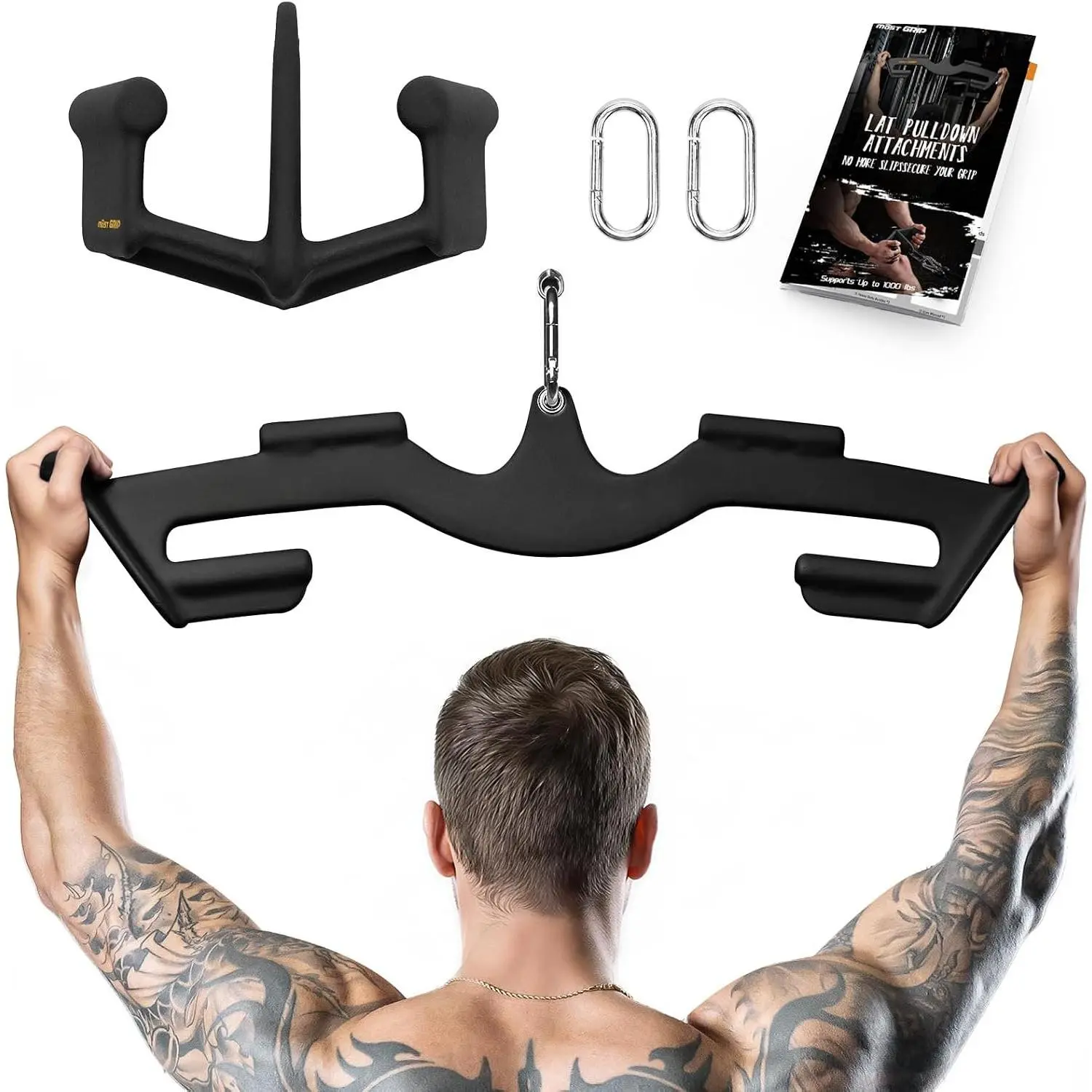 LAT Pull Down Bars Set, Triangular Stability LAT Pulldown Attachments with 8  Handles for Whole  , Non-Slip  Machine Attachment for Gym  Workout