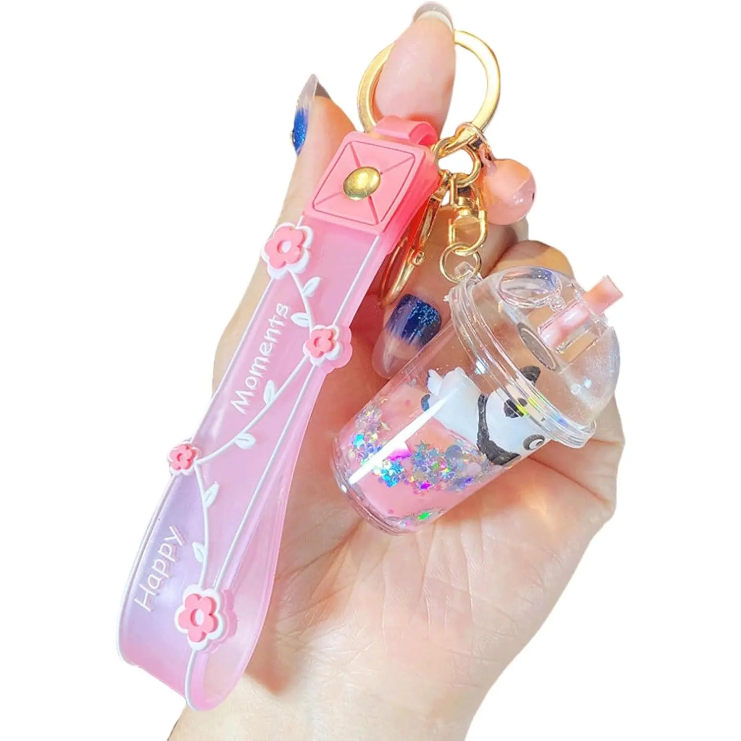 Cute Keychain Animal Liquid Floating Kawaii Keychains Backpack Pendant Charm Wristlet Key Ring for Girl Women
