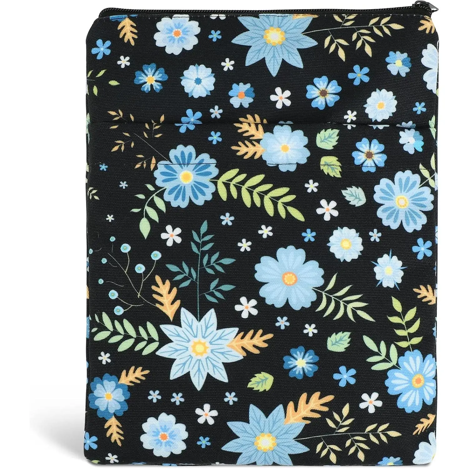 Book Sleeve Book Cover Floral Printed with Zipper Washable Fabric for Teen Adult Book Lover Teacher Student (Medium, 11 x 8.7 Inch)