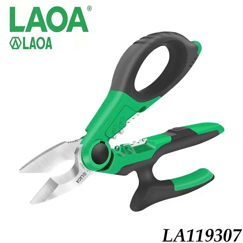 Old a La119307 7 Inch Electrician Scissors, Sharp Stainless Steel Wire Cutting and Stripping Tool, Dual-Use Wiring Shears