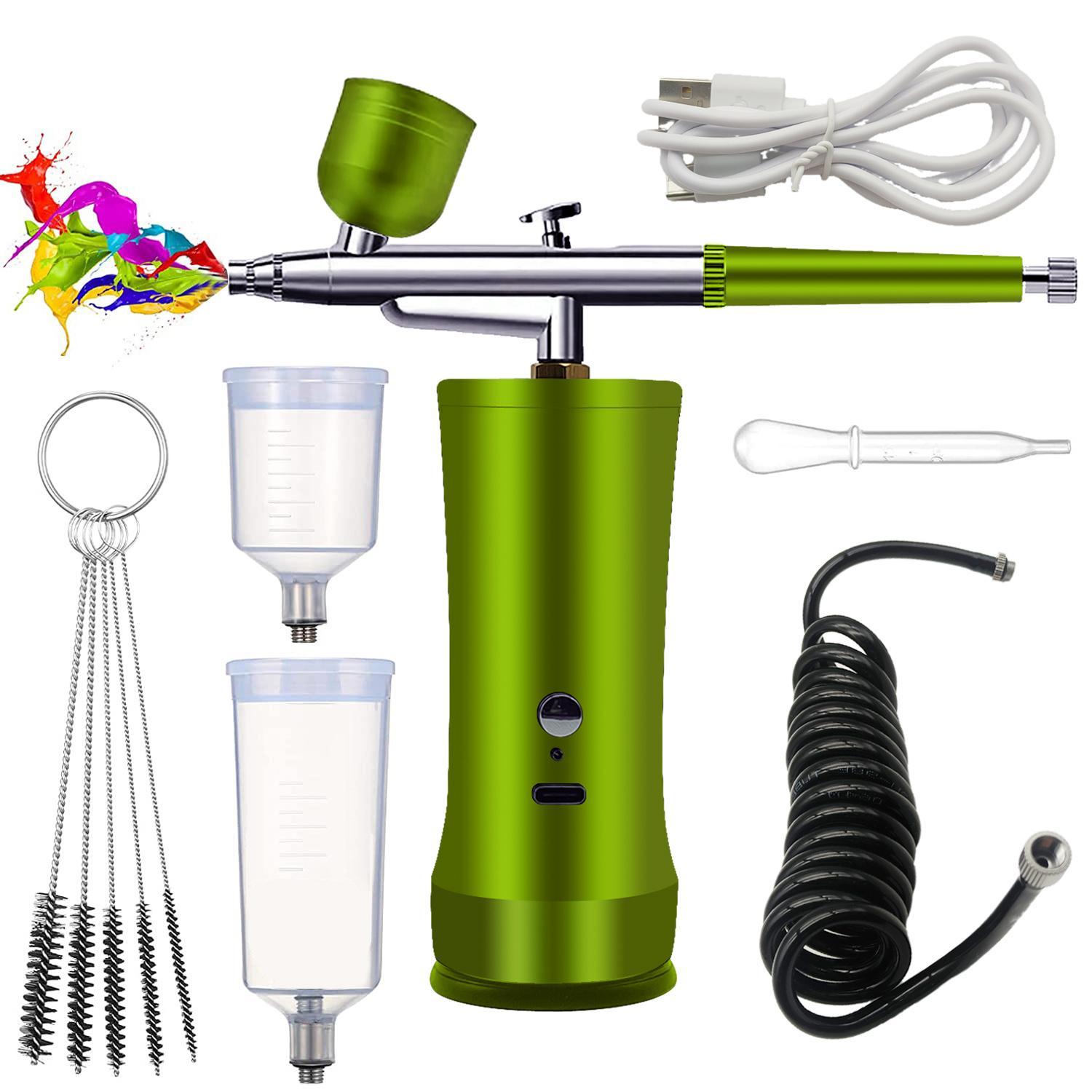 Electric Airbrush Kit with Compressor, Rechargeable Portable Cordless Air Brush Set, Handheld Airbrush Gun for Nail Art, Makeup, Painting and Cake Decor, Expert Airbrush Kit, Metal #GLOBAL PICKS