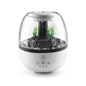 Creative Fish Tank Micro Landscape Humidifier, USB Powered, Multi-Color Lights, Essential Oil Diffuser, Aroma Diffuser Humidifiers, Aromatherapy For Home, Home Desktop, Kids Room, Bedroom, Air Conditioner Room