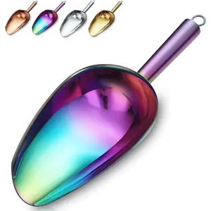 Rainbow Ice Cream Scoop - Premium Stainless Steel Cookie, Dog Food, Flour, Candy - Dishwasher Safe (8oz/9 Inch)