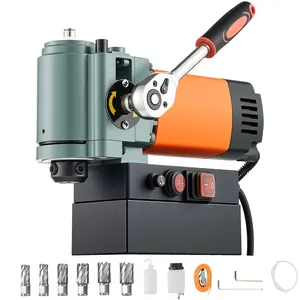 VEVOR Low Profile Magnetic Drill Press, 1300 W, 1.4 in Boring Diameter, 2248 lbf Power Portable Mag Drill Press, 650RPM Speed, with Weldon Shank, for Metal Surface, Industrial and Home Improvement