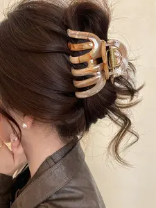 Watercolor Pumpkin Large Hair Clip, U-Shaped Spring Design, High-End Feel, Perfect for Full Back Hair, Elegant Shark Fin Hair Accessory