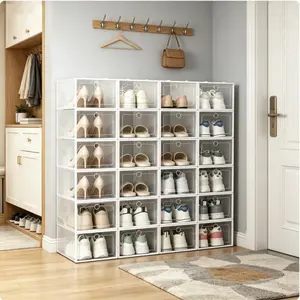 12-Piece Toy Storage Set, Clear Storage, Transparent Plastic Stackable Boxes, Shoe Organizer, Sports Shoe Container, Bedside Closet Display