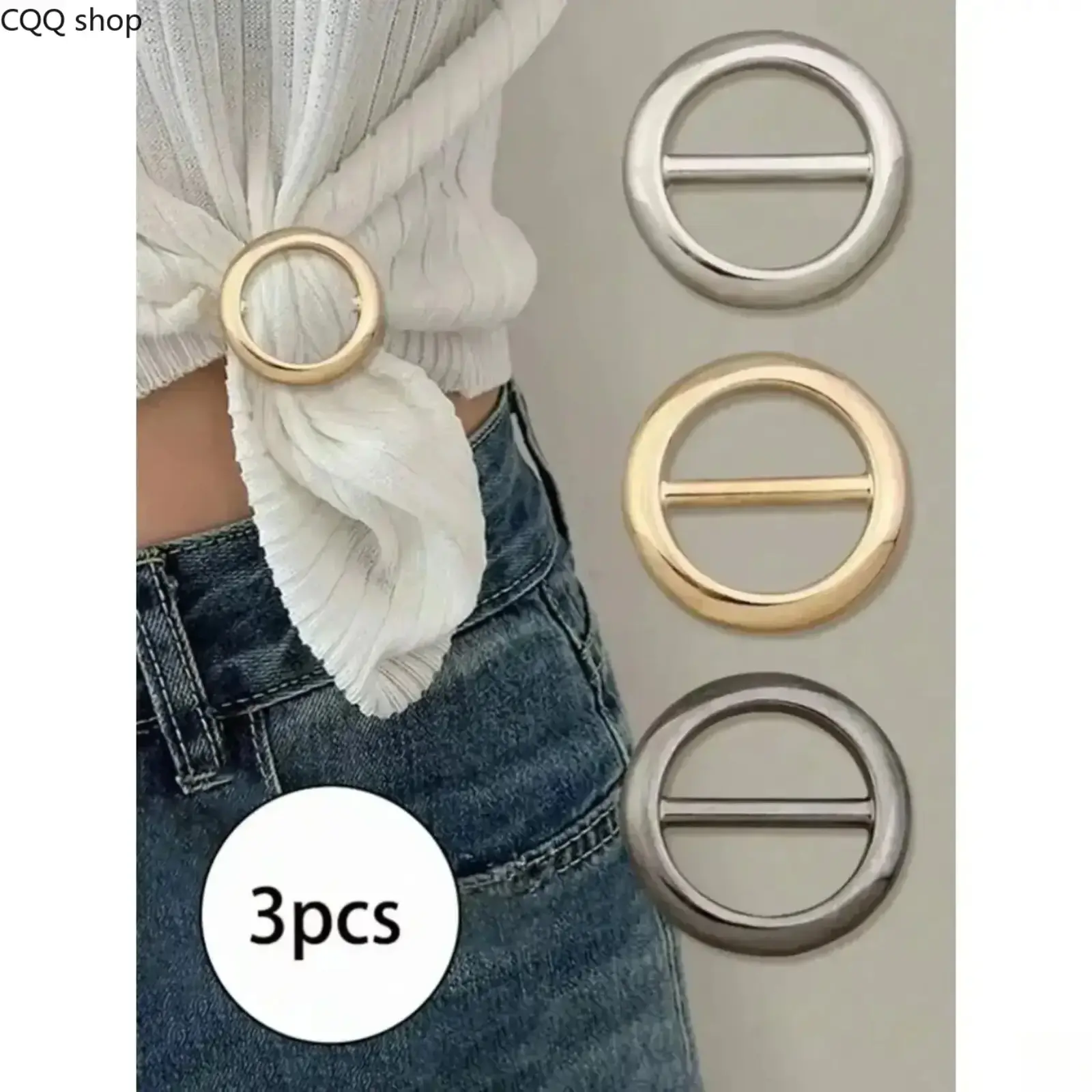 3-Pack Metal Cinch Clips, Elegant Solid Styling Rings for a Slimming Silhouette, Simple Unisex Accessory for Casual Shirts & Dresses, Versatile, 3-Piece Set, Clothes, Daily Matching, Scarf Cinch Clips, Shape A Slimmer Silhouette, Tighten And Decorate Scar