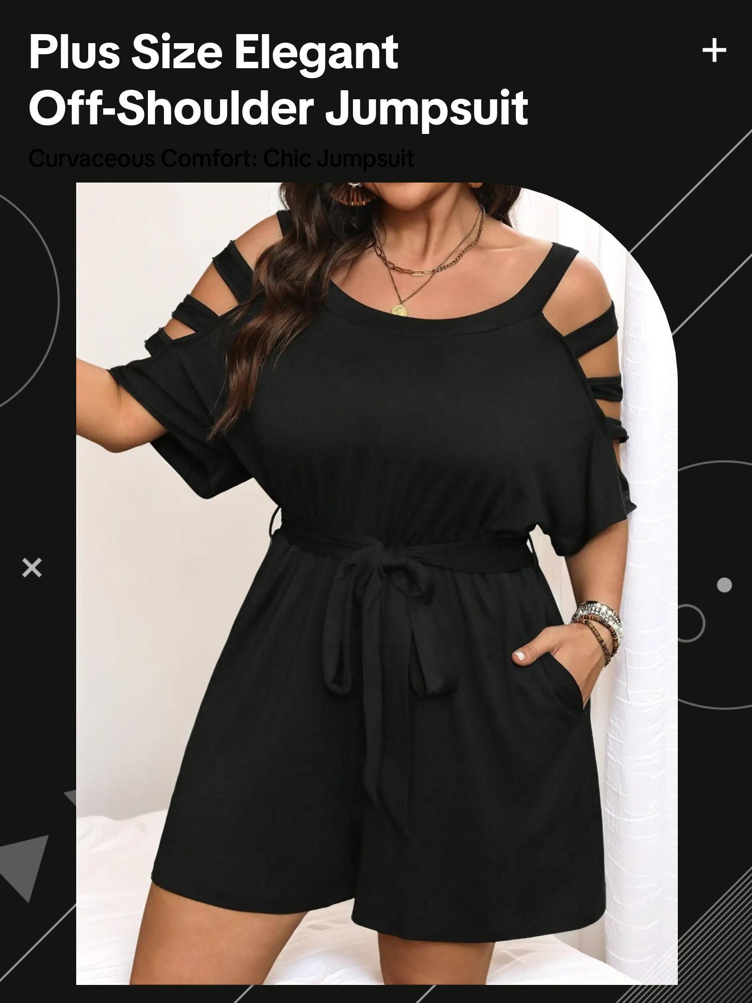 【Plus Size】 Solid Color Basic Romper, Casual Pocket Romper for Summer, Women's Clothes for Daily Wear