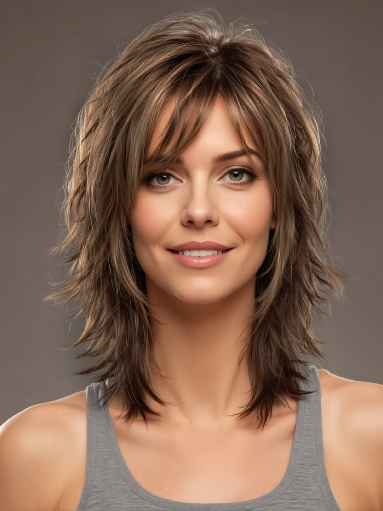 Chestnut Brown Shaggy Wolf Cut Wig, Synthetic Wig Heat Resistant Fiber Daily Fashion, Synthetic Curly Wig