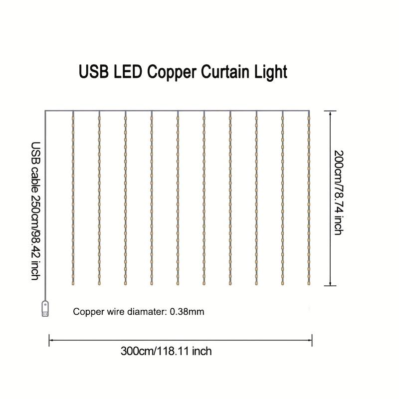 1set 9.84ft LED Curtain Fairy Lights, 300 LED Remote Control Curtain Lights, Plug In Fairy Curtain Lights, Window Wall Hanging Curtain String Lights for Bedroom Backdrop Wedding Party Xmas Indoor Decoration-Decorative