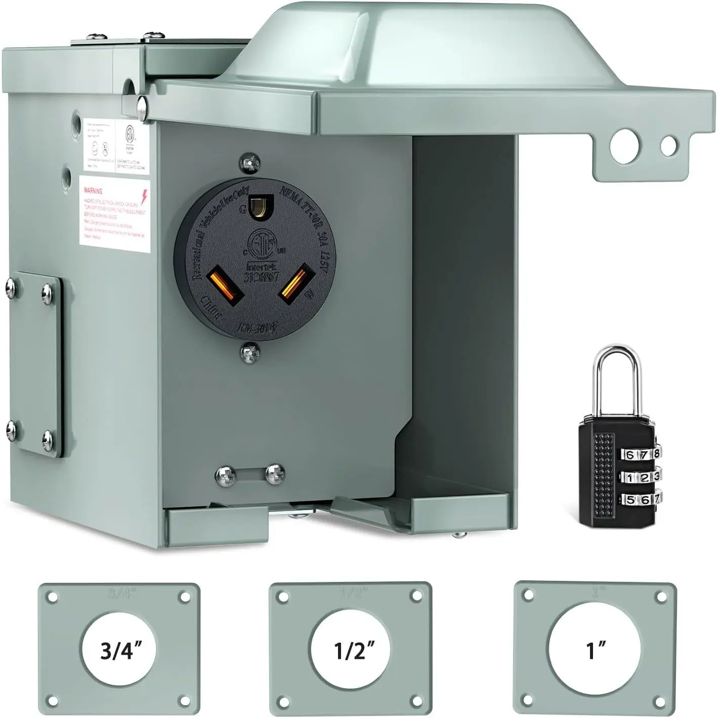 Nilight Heavy-Metal 30A 125V NEMA TT-30R High Power Socket Box - ETL Listed, Outdoor Weatherproof, Lockable, Mountable Garage Wall Kit with 3×Multi-Size Gaskets, Pre-Drilled Ease, Powder Coated, Anti-Impact Rubber Gasket (All Components Included)