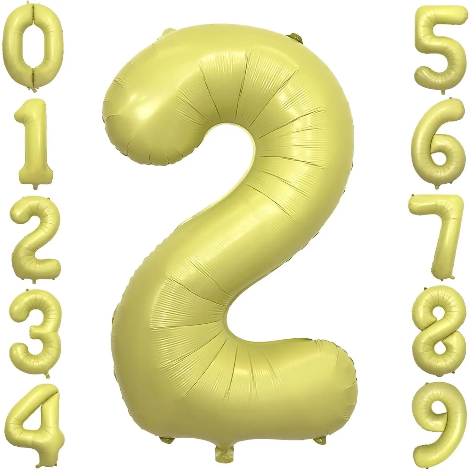 Pastel Yellow Number 2 Balloon 40 Inch Light Yellow Foil Number Balloons 2nd Birthday Balloon Decorations Matte Yellow 2 Balloon