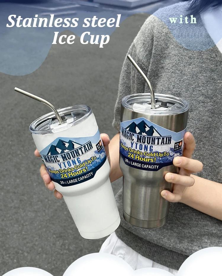 Magic Stainless Steel Freeze Thermos Cup with Straw Ice Coffee Drink Vacuum Insulated Bottle Car Travel Outdoor Mountain Cup Magic Stainless Steel Freeze Thermos Cup with Straw Ice Coffee Drink Vacuum Insulated Bottle Car Travel Outdoor Mountain Cup