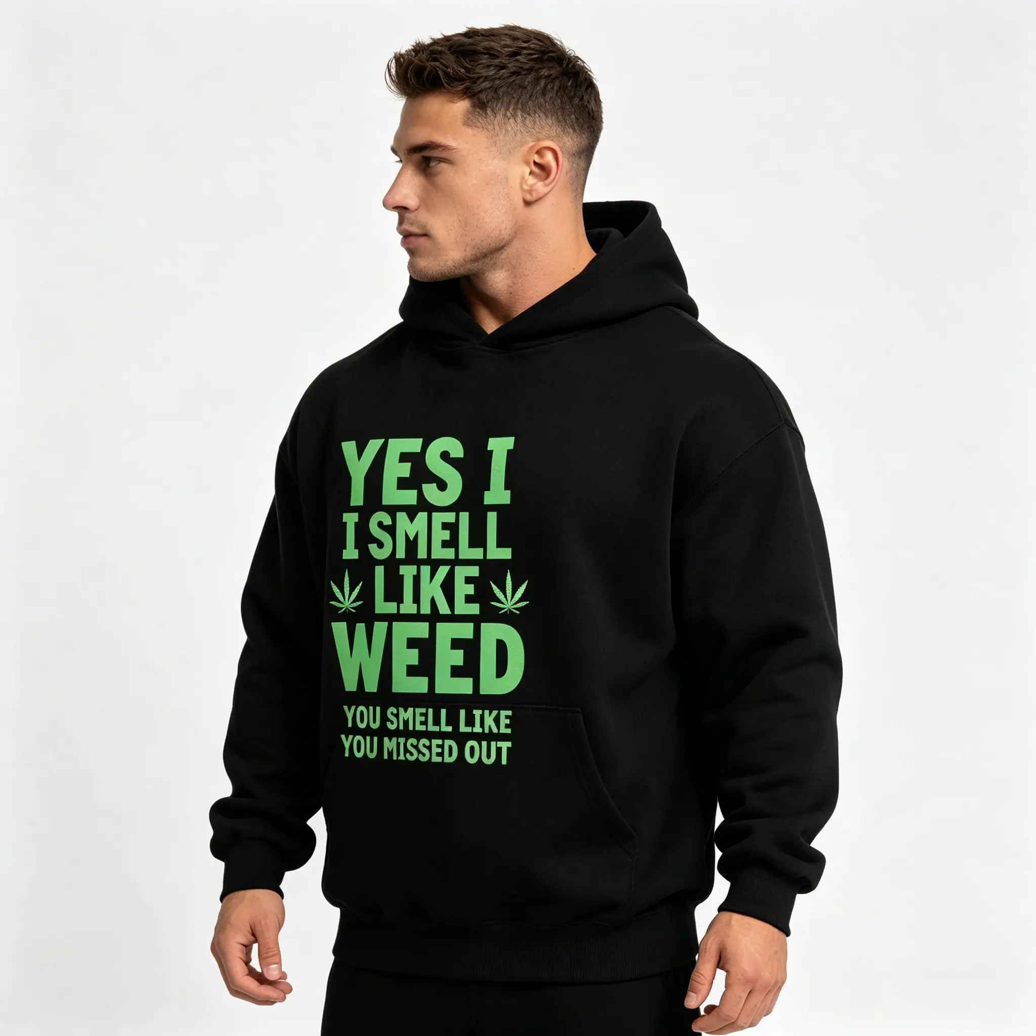 heavy-duty fashion sweatshirt Black Hoodie Yes I Smell Like Weed You Smell Like You Missed Out Marijuana Leaf Print Casual Streetwear for Men and Women Menswear Natural clearance deals today shop deals clearance deals clearance items print hoodie m
