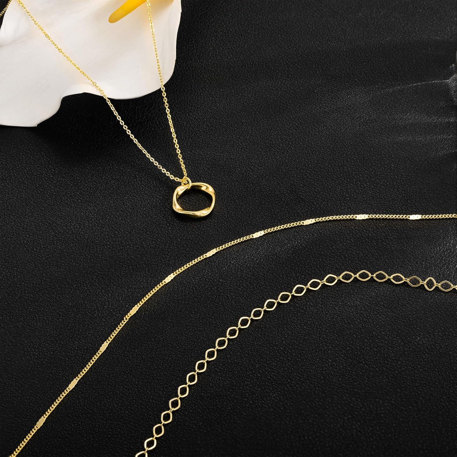 14K Gold Plated Layered Necklaces for Women Trendy, Stackable Dainty Gold Plated Chain Necklace Layering Beach Cute Fashion Pendant Choker Necklaces Jewelry Set Gifts for Women