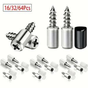 16/32/64 Piece Shelf Bracket Set, Self-Drilling Screw Holder, Floating Shelf Support, Glass Wood Shelf Pins