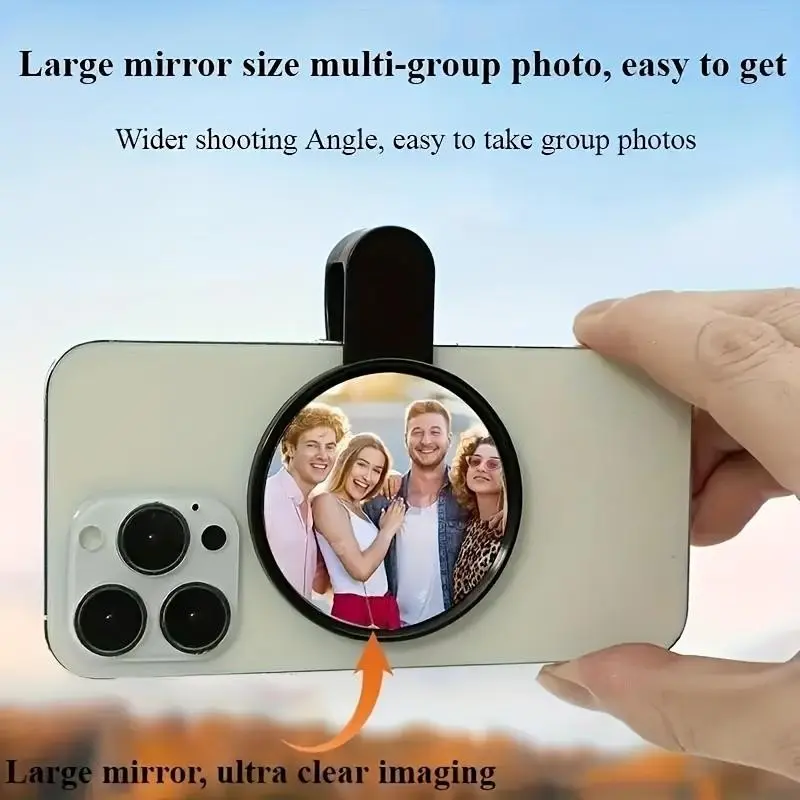 Smartphone Rear Camera Selfie Mirror, Battery-Free Wireless Accessory, Large Mirror Ultra-Wide Angle, HD Imaging, Easy Group Photos