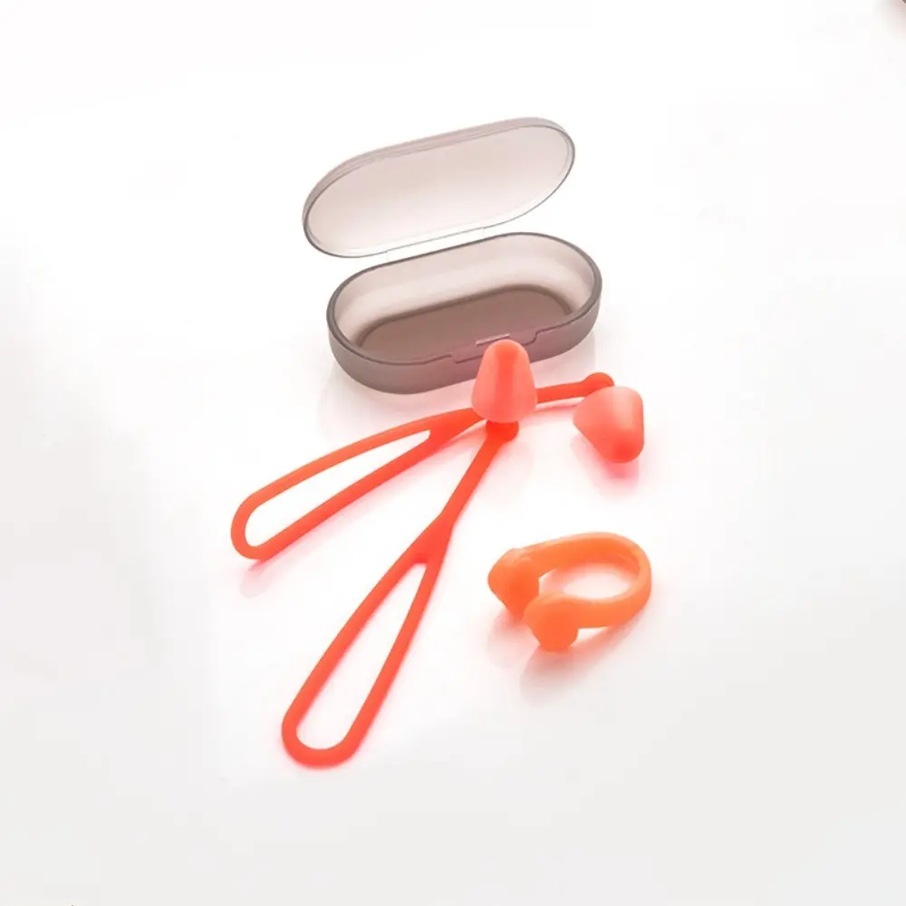 Unisex 1-Size Soft Odorless Silicone Waterproof Swimming Earplugs - With Anti-Lost Lanyard, Nose Clips, Swimming Goggles Attachment - Professional Pool Diving Protective Gear (Luggage & Bags Bag Accessories), One Size