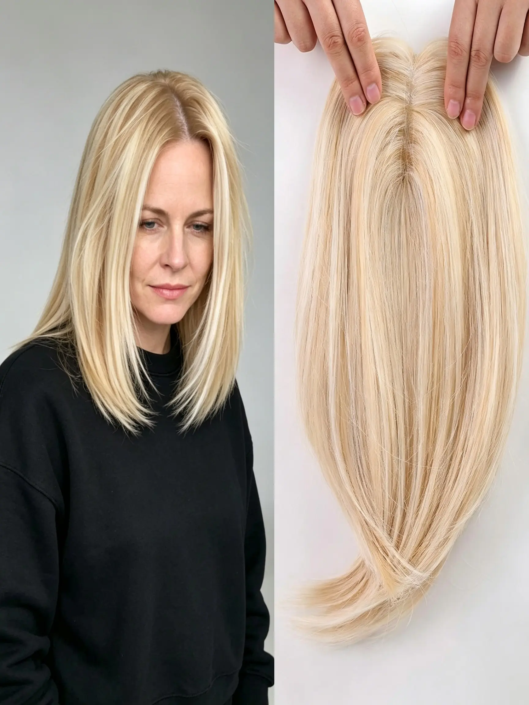 ⚡Fed‑up with lifeless thin hair? This straight hair topper with bangs is game‑changing! Soft premium Kanekalon, convenient clip‑in structure, creates invisible natural volume for your daily charming look