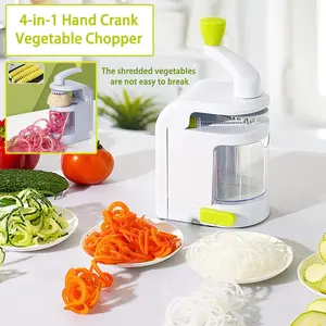 Multi-Functional Vegetable Slicer, Veggie Cutter, 4-In-1 Rotating Blade Vegetable Spiral Slicer with Strong Suction Cup, Zucchini Spiral Slicer, Noodle Maker, can Make Zucchini Spiral Noodles and Other Pasta Dishes, Kitchen Appliance