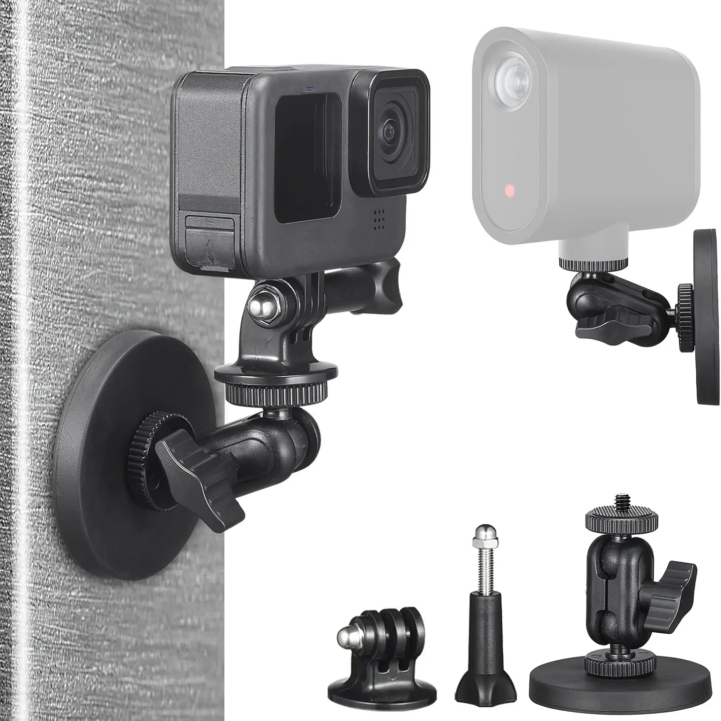 Magnetic Sports Camera Mount, Sports Camera Accessories, Compatible with Gopro, Insta360, Abs Material, 360° Rotating Ball Head, Adjustable Stand, Durable Design