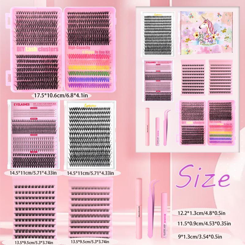 False Eyelashes Tool Set, 1 Box Natural Look Eyelash Extensions, Self Grafting Curl Eyelashes, Eye Makeup Enhancement False Eyelashes for Women & Girls, DIY Eyelash Extensions