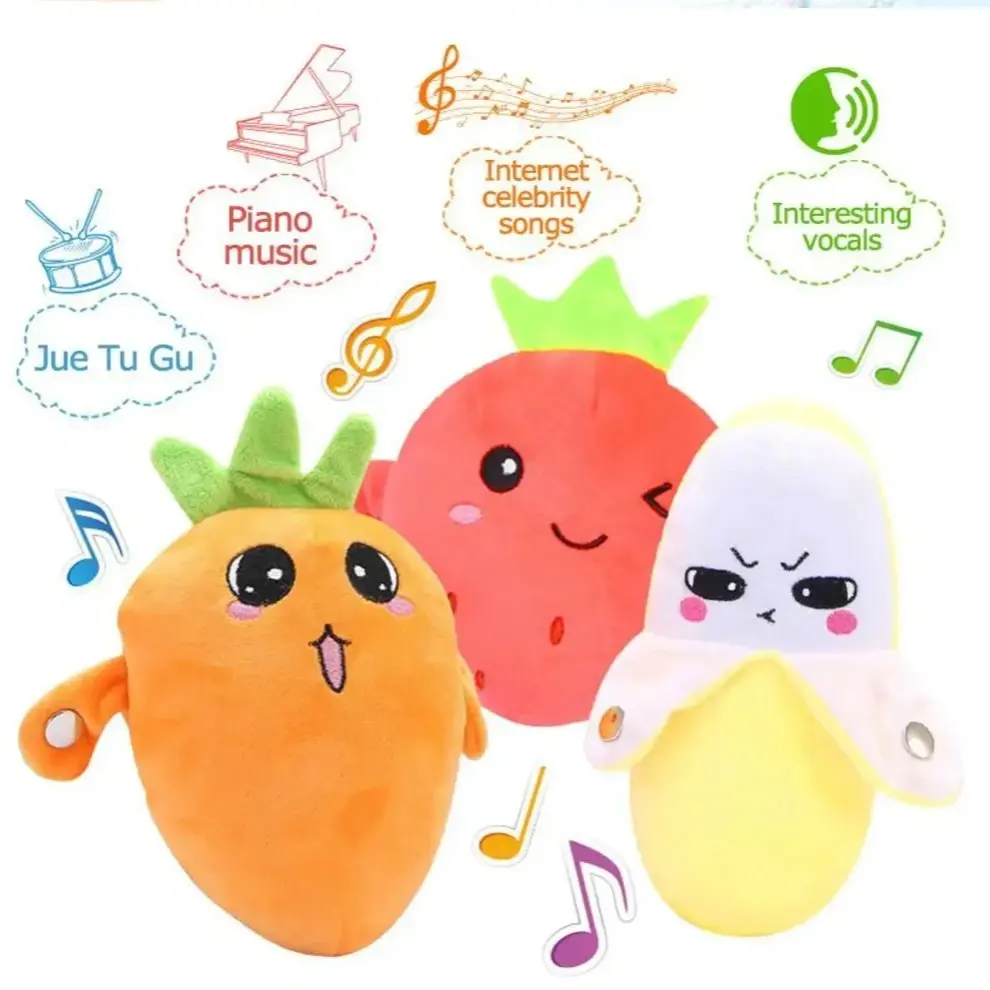Cartoon Fruit Sensory Rhythm Piano Doll Toy, Baby Interactive Fruit Doll, Musical Plaything for Kids, Fun Educational Gift