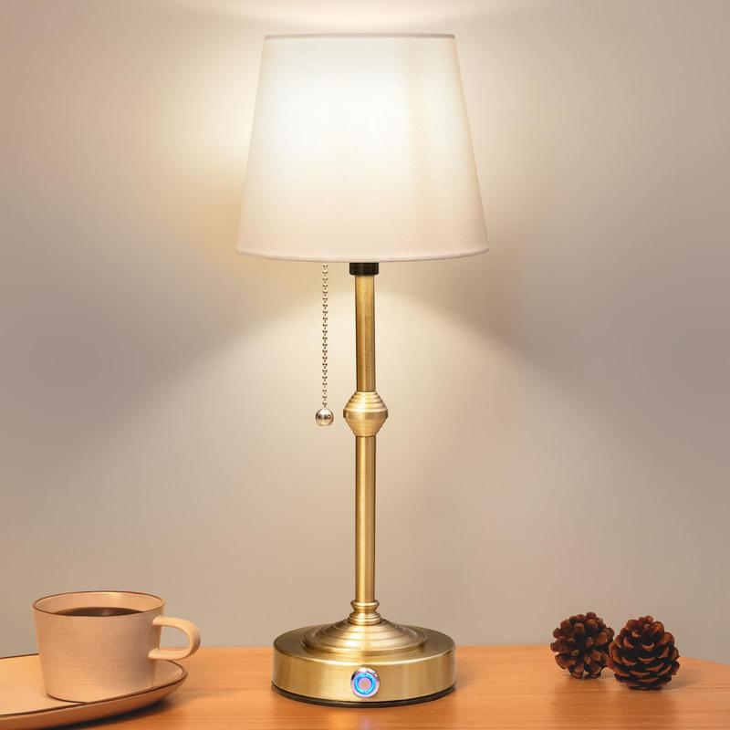 Cordless Table Lamp Rechargeable Gold - 1 Pack Brass 4000mAH Battery Operated Lamp For Decor, 3000K Stepless Dimming Touch Control Wireless Lamp For Bedroom, Dining Table, Counter, Living Room