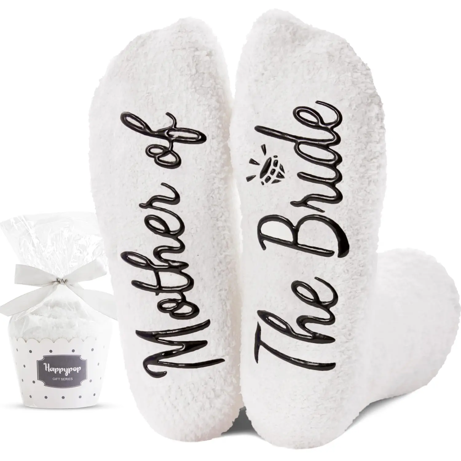 HAPPYPOP Funny Mother of Bride Gifts, Wedding Day Gifts for Mother in Law, Mother of Bride Socks Wedding Socks White