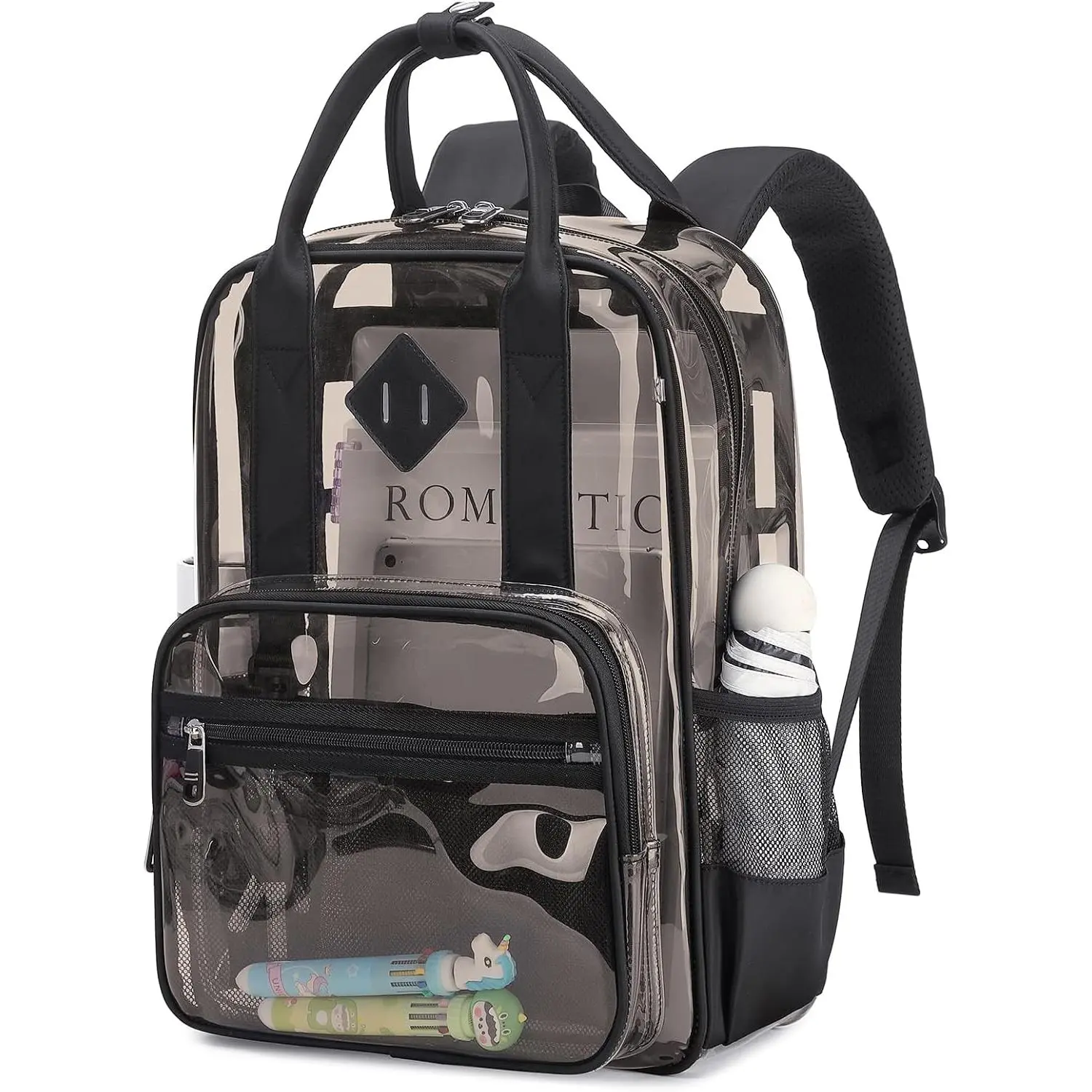 Small Clear Backpack for School Transparent Bookbag for  Heavy Duty PVC See Through Backpack Stadium Approved