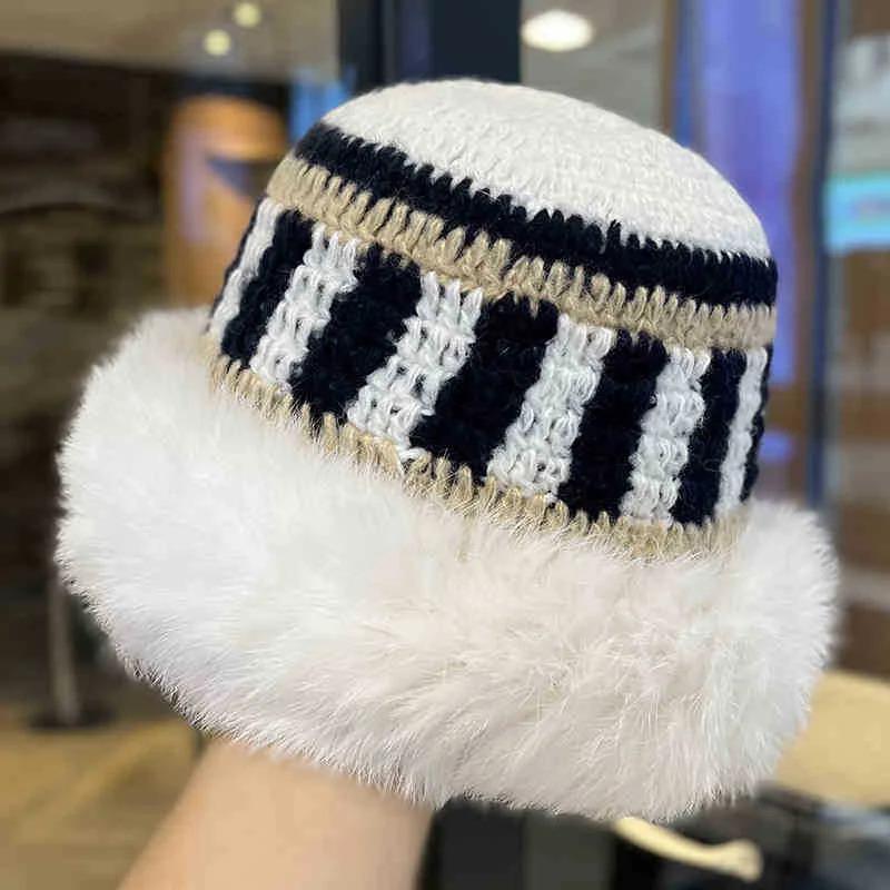 Winter Rabbit Fur Plush Handmade Knitted Hat for Women Men Outdoor Ear Protection Soft Warm Beanie Y2k Streetwear Knitted Hats Winter Rabbit Fur Plush Handmade Knitted Hat for Women Men Outdoor Ear Protection Soft Warm Beanie Y2k Streetwear Knitted Hats