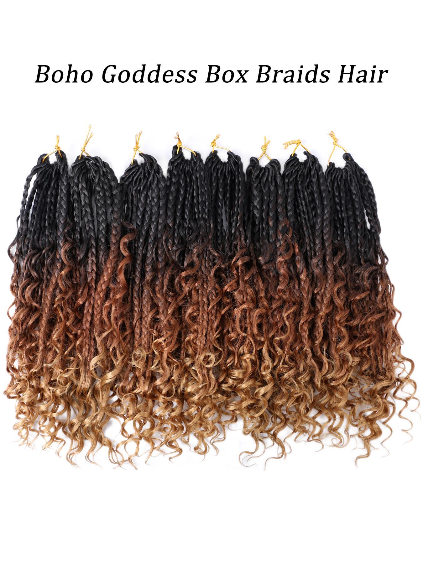 12 Inch Short Goddess Box Braids Crochet Wigs for Women, Boho Crochet Box Braids with Curly Ends, Box Braids Crochet Wigs, Synthetic Braided Wig, Bohemian Box Braid, Synthetic Material Wigs